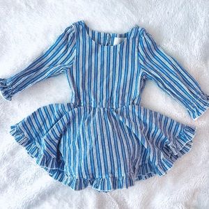 LITTLE MINIS | 2T | RUFFLE BLUE & WHITE STRIPED DRESS